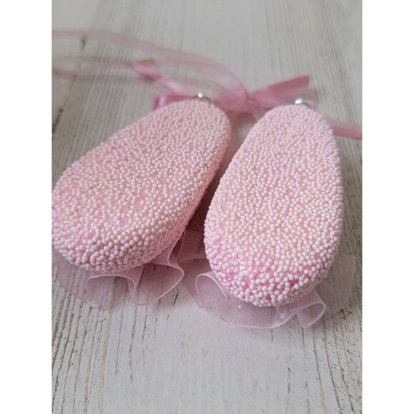 Glitter pink floral bow ballerina slipper ornament Xmas - Picture 5 of 5